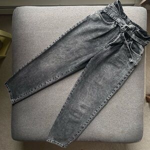 We The Free Black Cinched Waist Crop Denim Jeans Size 28